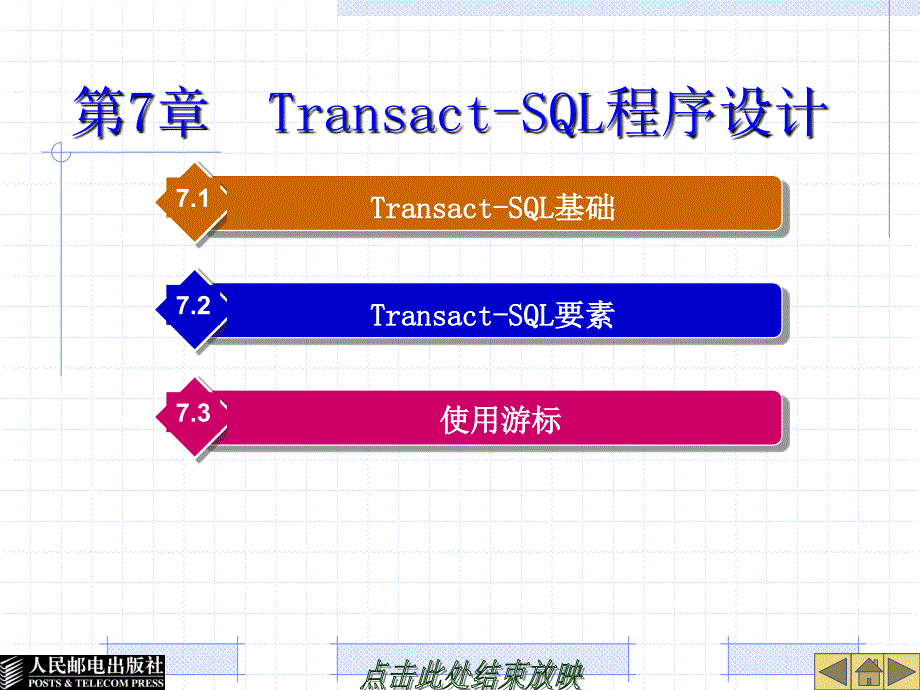 SQL Server 2005实用教程 教学课件 ppt 蒋文沛1 第7章  Transact-SQL程序设计_第1页