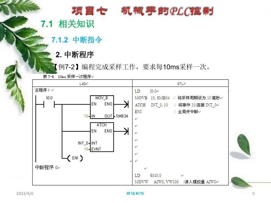 可编程控制技术及应用（西门子S7-200）-电子教案-邱俊 项目七_第5页