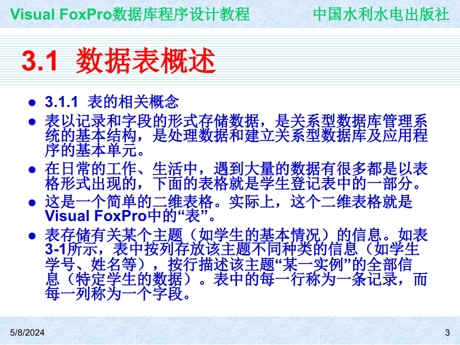 《Visual FoxPro数据库程序设计教程》-王凤领-电子教案与案例 第3章  数据表的基本操作_第3页