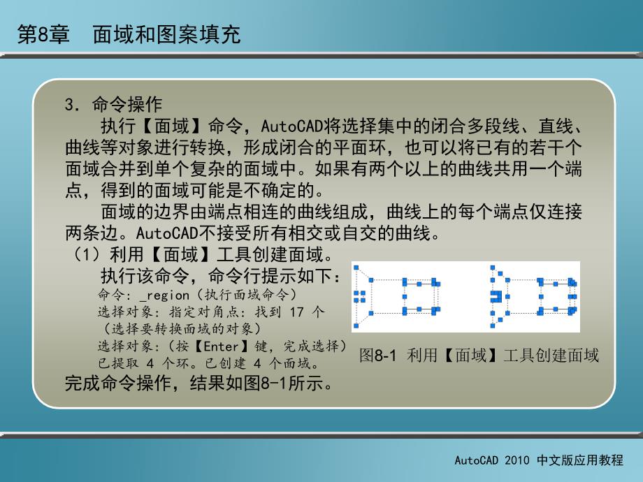 AutoCAD 2010中文版应用教程 第2版 教学课件 ppt 作者 刘瑞新 课件 第8章  面域和图案填充_第4页