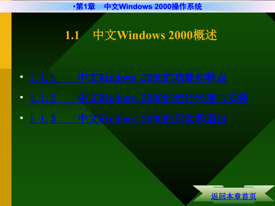 《计算机文化基础教程（第二版）（Win 2000+Office 2000）》电子教案 第1章 中文Windows 2000操作系统_第2页