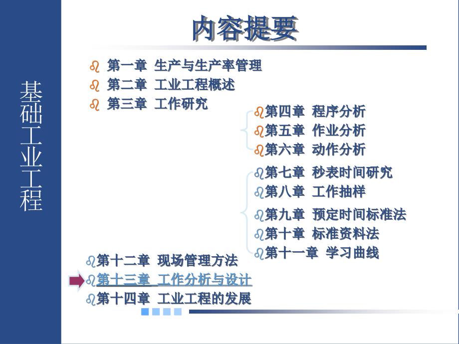 基础工业工程 教学课件 ppt 作者 易树平 十三章 工作分析与设计_第1页