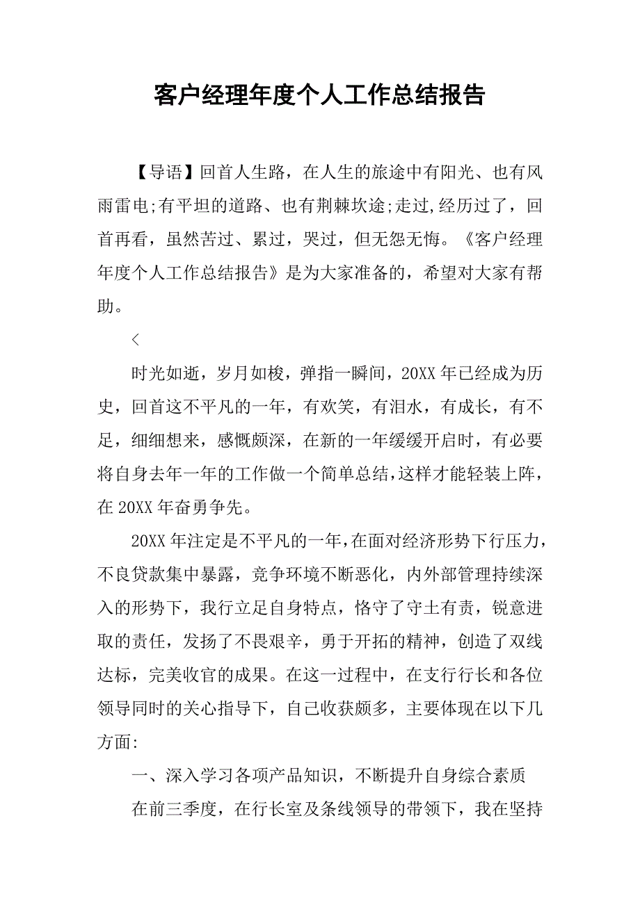 客户经理年度个人工作总结报告_第1页