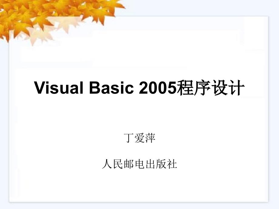 Visual Basic 2005程序设计 教学课件 ppt 作者  丁爱萍 第2章  VB 2005语言基础_第1页