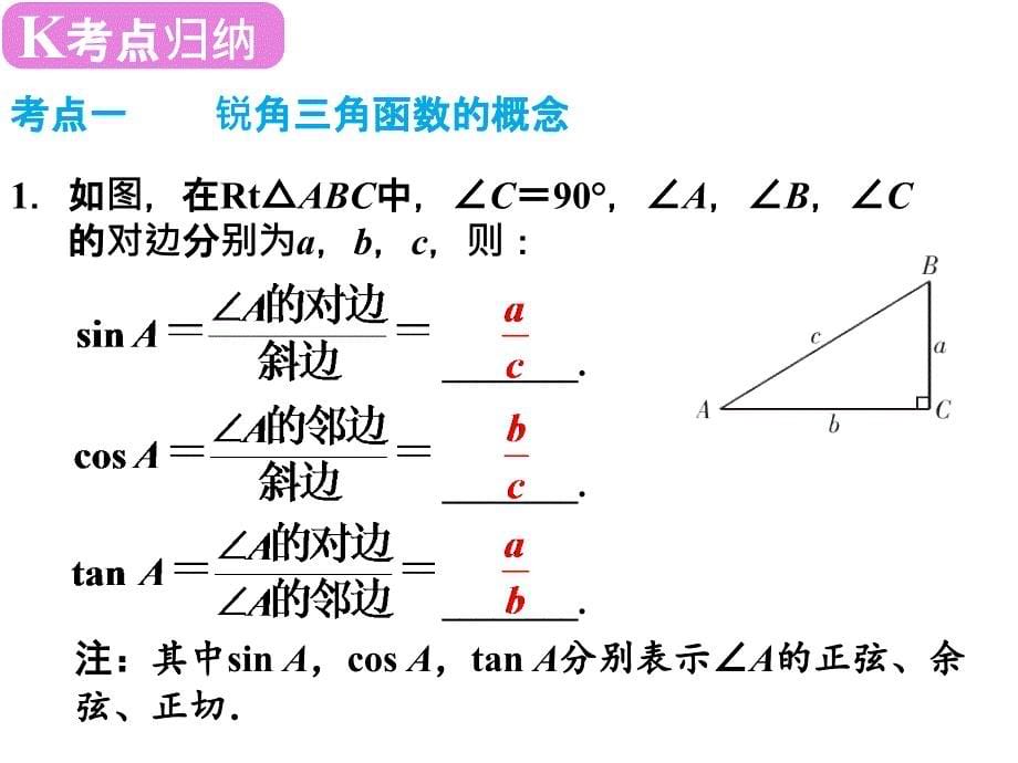 2019春中考数学复习课件：第19课时 锐角三角函数_第5页