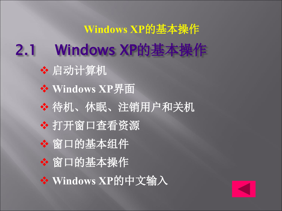 《大学计算机基础(XP版)》-张黎黎-蒋文科-电子教案 第2章 Windows XP操作系统基础_第4页