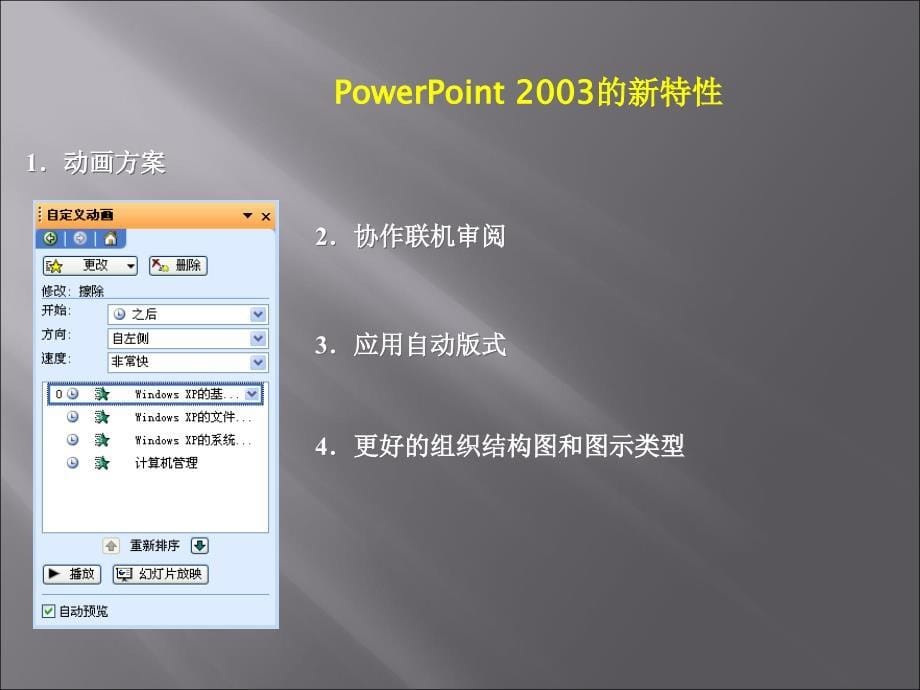 《大学计算机基础(XP版)》-张黎黎-蒋文科-电子教案 第5章 PowerPoint 2003文稿演示软件_第5页