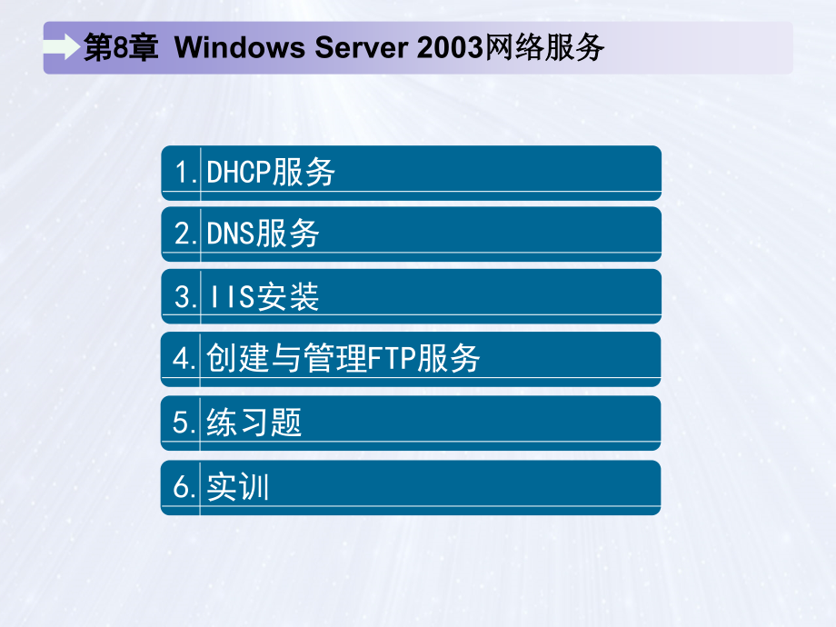 局域网组建、管理与维护 教学课件 ppt 作者 马立新 杨云 第8章 Windows Server 2003网络服务_第3页