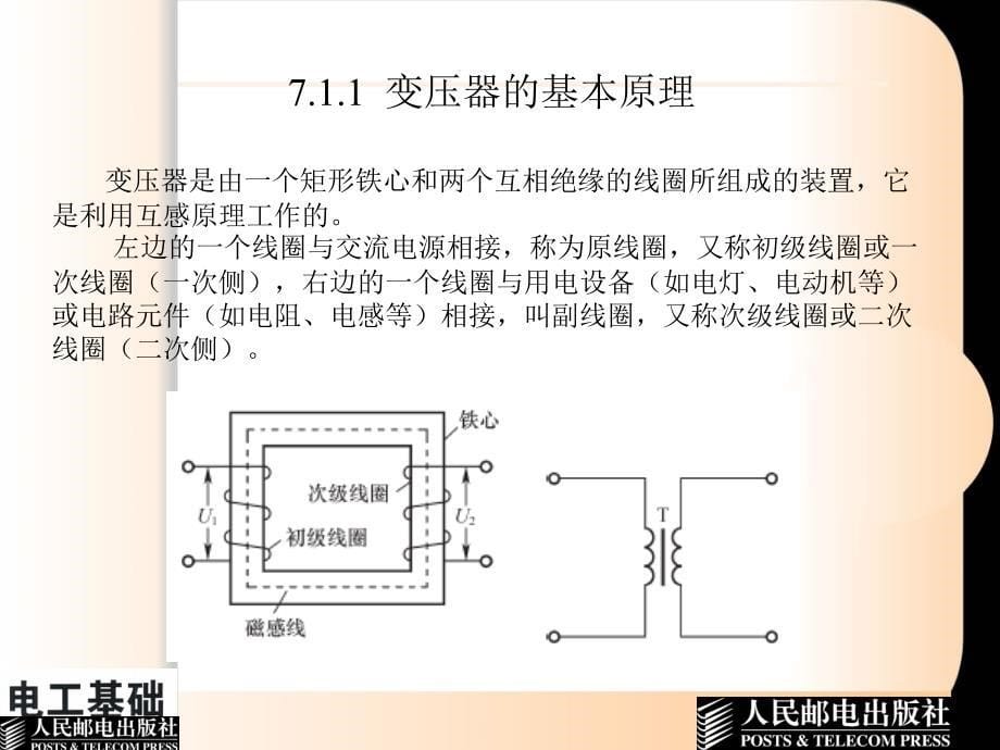 电工基础 第2版  教学课件 ppt 作者  俞艳 第7章变压器与电动机_第5页