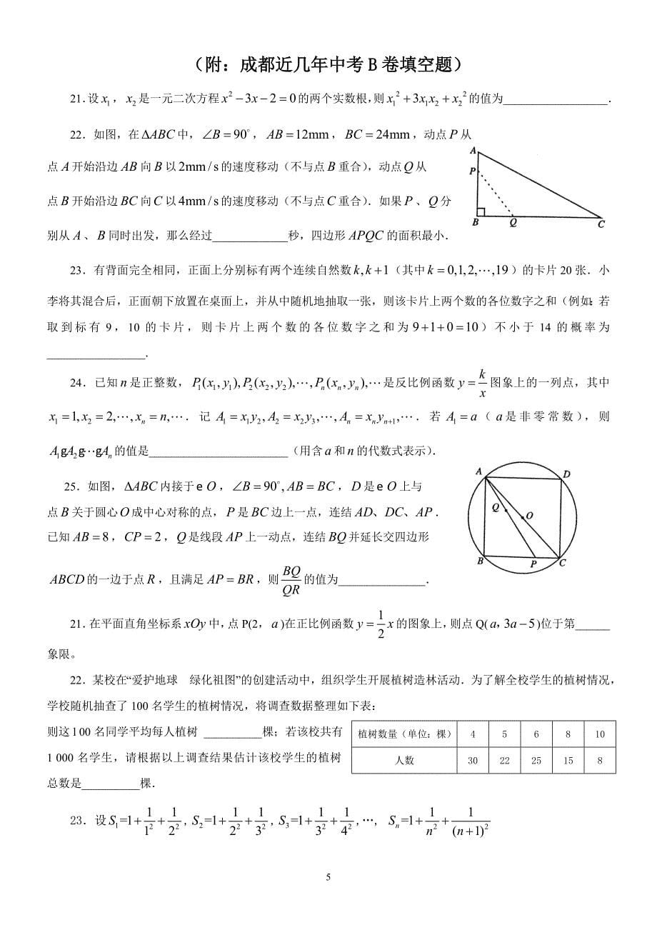 成都中考b卷填空题专题训练_第5页