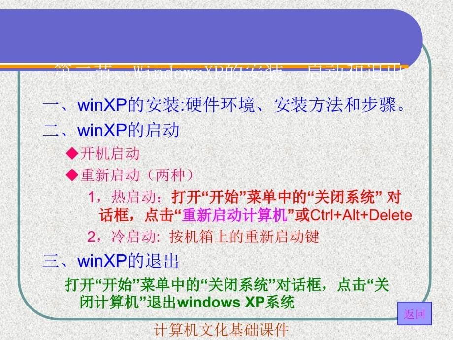 计算机文化基础 WindowsXP版  教学课件 ppt 作者  连卫民 王秀玲 第3章 windows xp操作系统_第5页