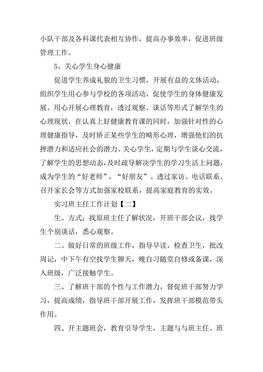 实习班主任工作计划【三篇】_第5页