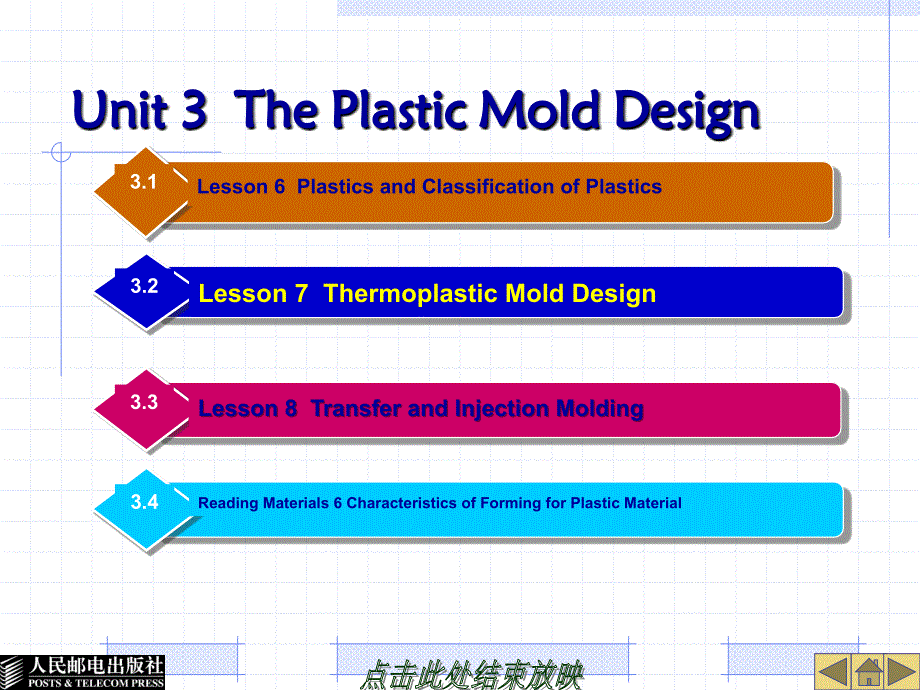 模具设计与制造专业英语 教学课件 ppt 黄义俊_ 电子教案统一模板(模具)Unit3_第1页