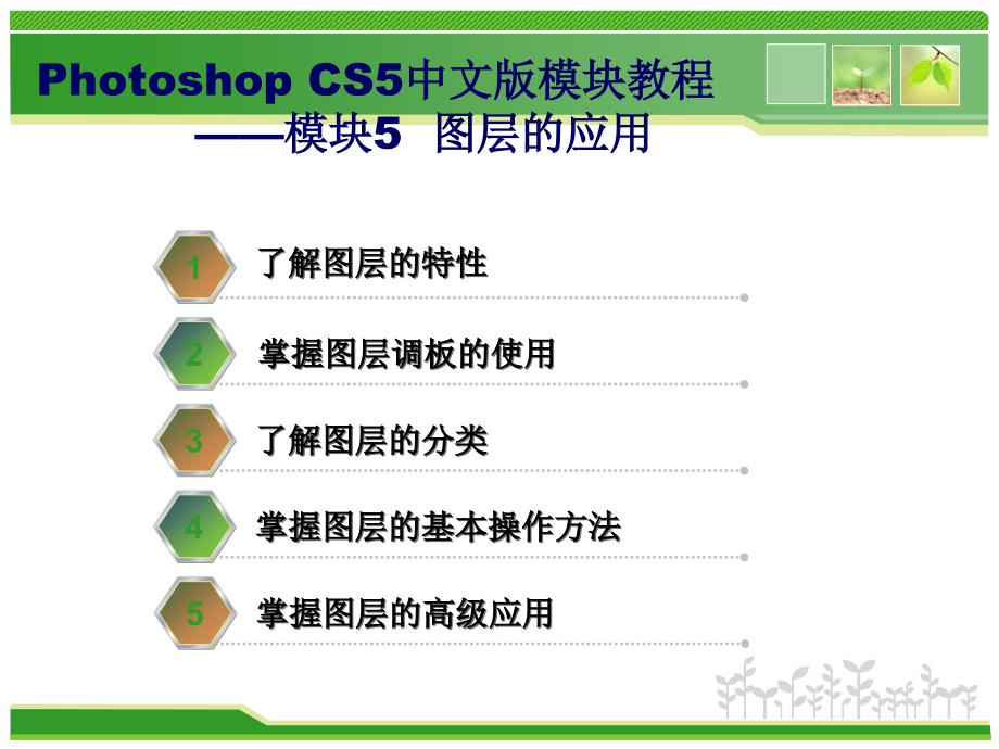 Photoshop CS5中文版模块教程-电子教案-彭德林 模块5 图层的应用_第2页