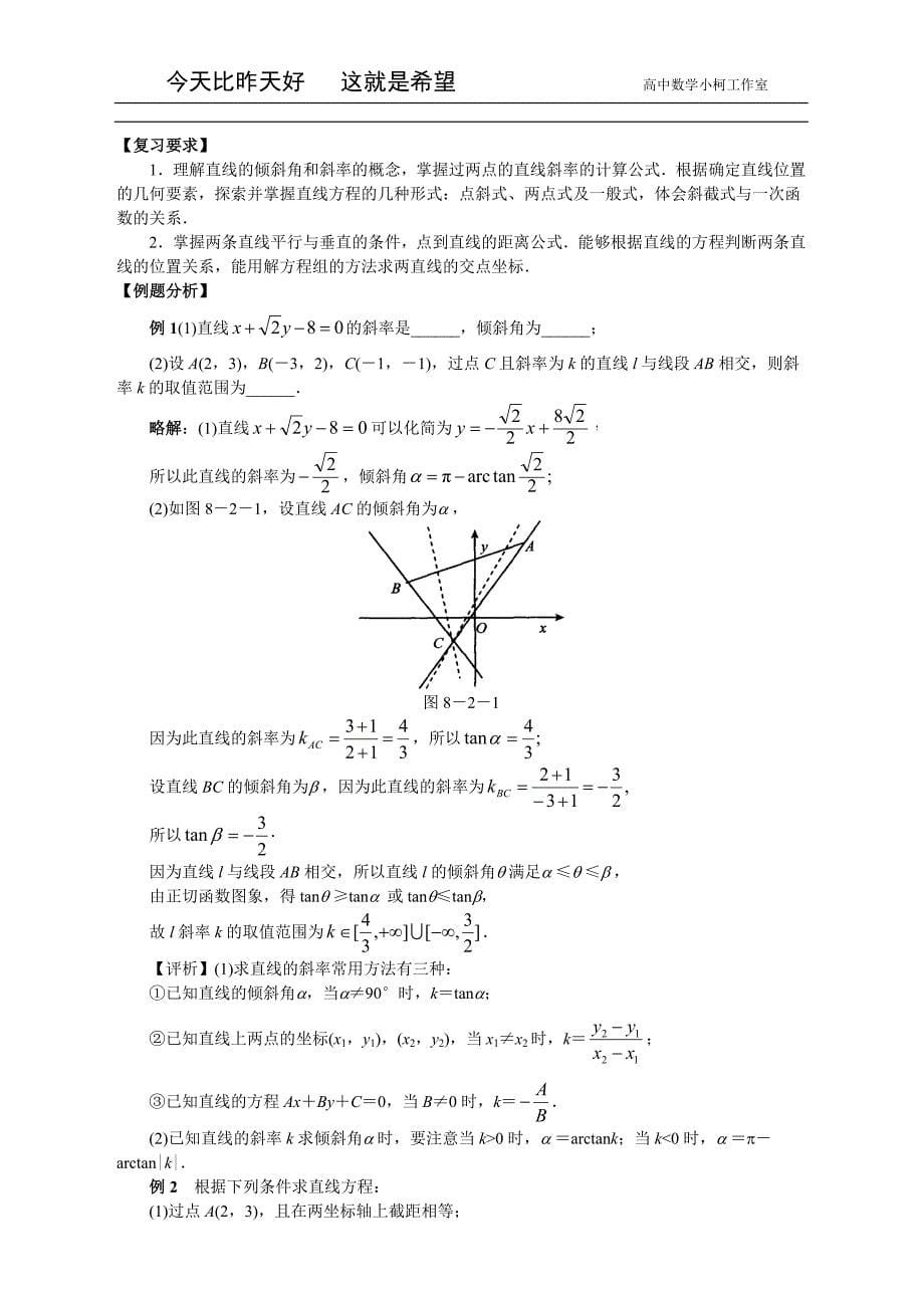 高三数学总复习指导（理科）专题八 解析几何_第5页