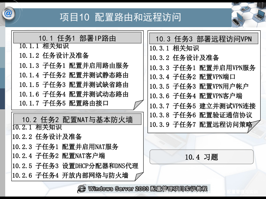 Windows Server 2003配置管理项目实训教程-电子教案-平寒 项目10 配置路由和远程访问_第2页