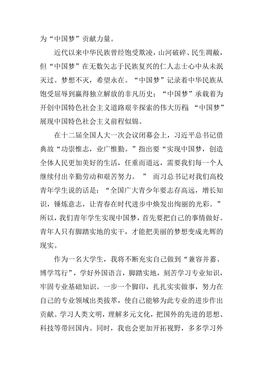 20xx年中国梦思想汇报模板20xx字_第3页