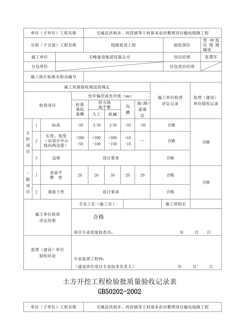 低压线路土方开挖报验表_第4页