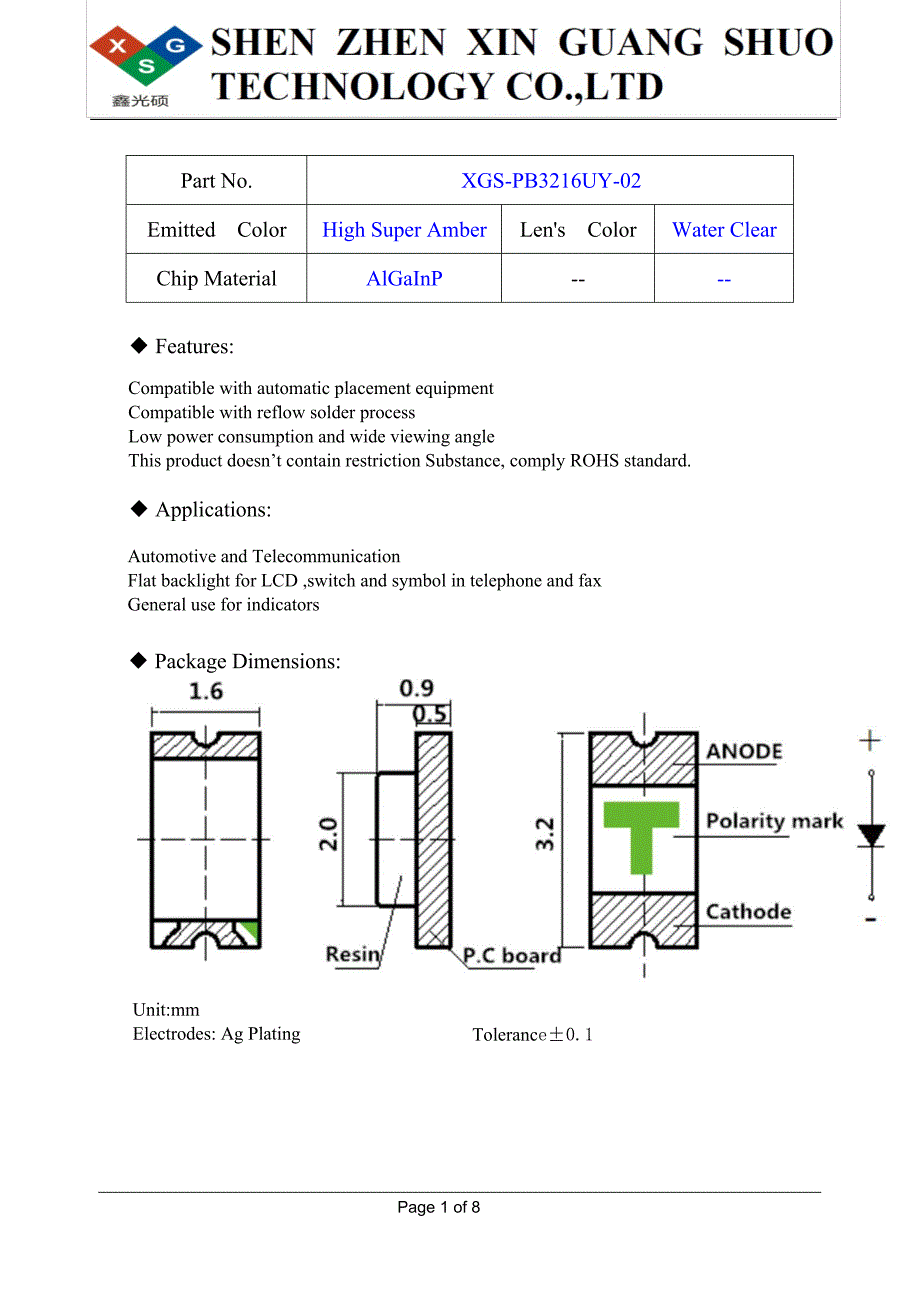 SMD 1206黄光贴片LED灯珠规格书下载_第3页