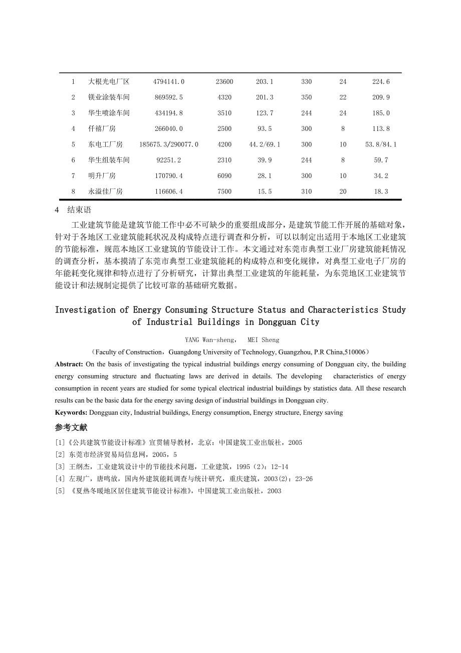 东莞市工业建筑能耗构成及特点分析_第5页