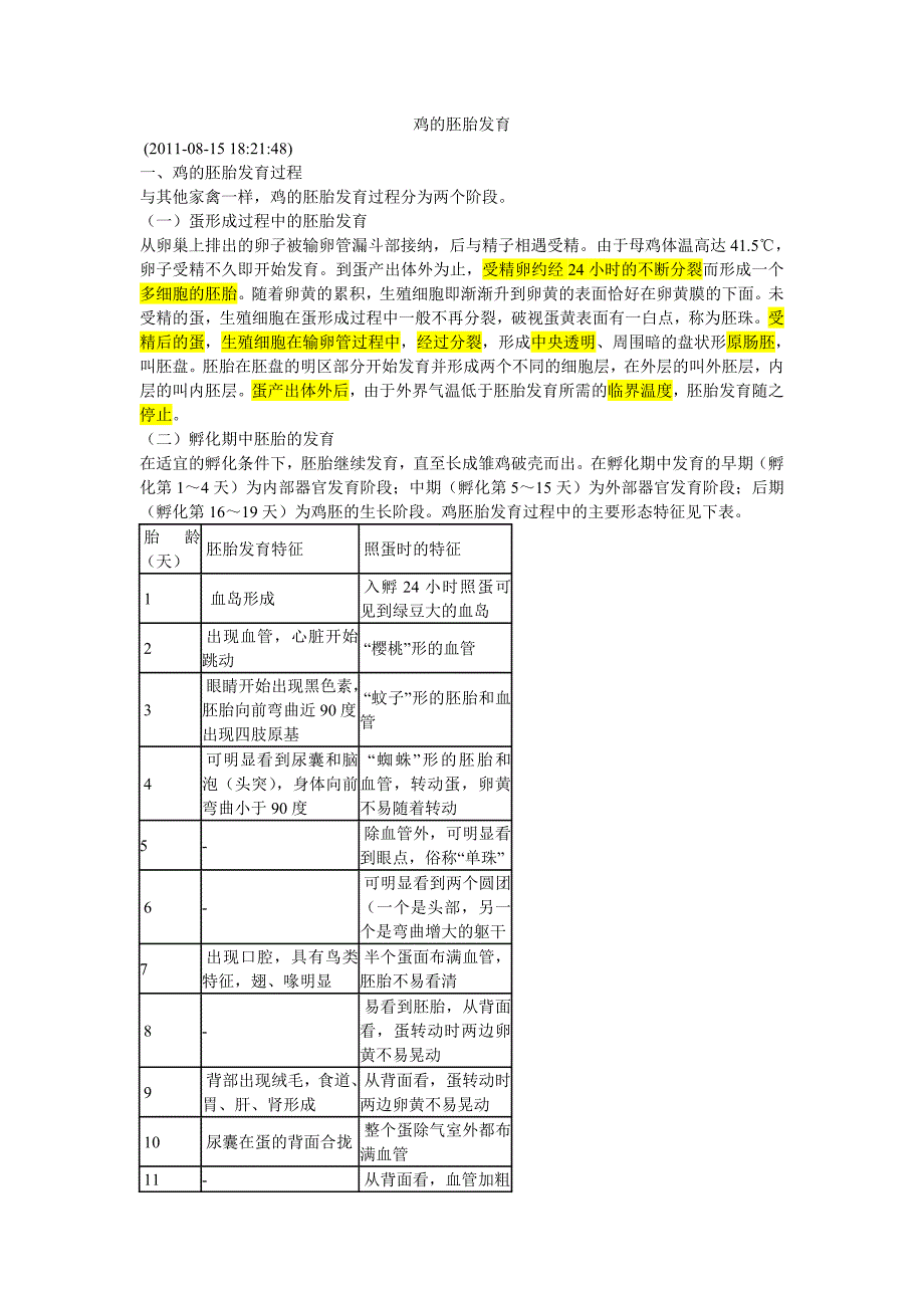 鸡的胚胎发育_第1页