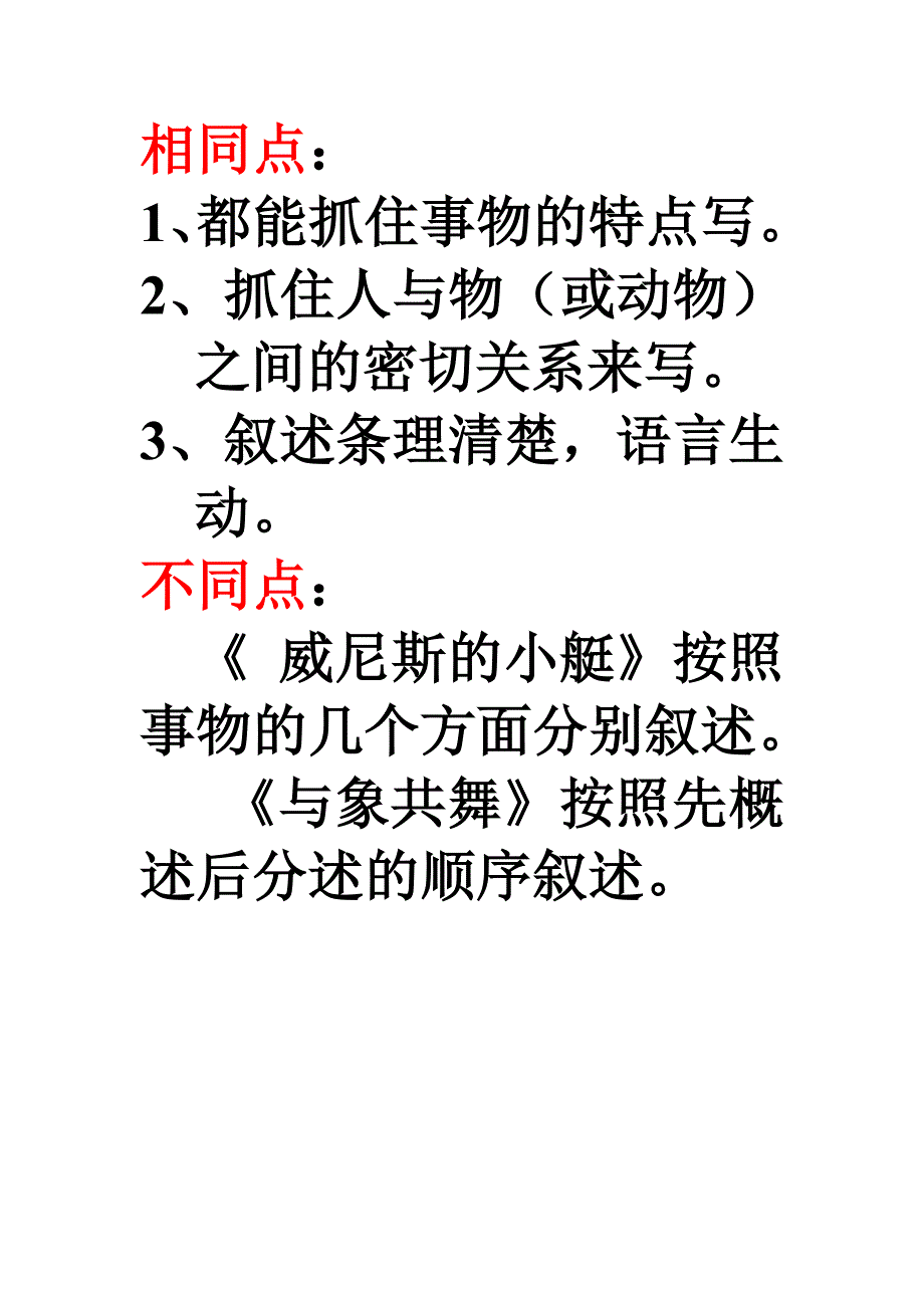 《威尼斯的小艇》《与象共舞》异同_第1页