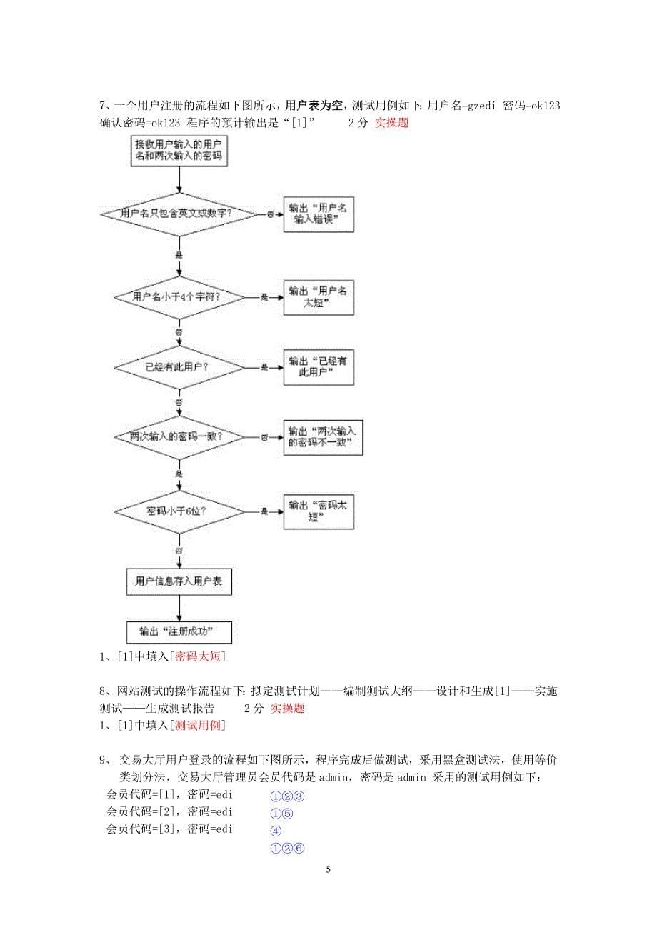 系统测试题汇总(黑盒白盒测试)_第5页