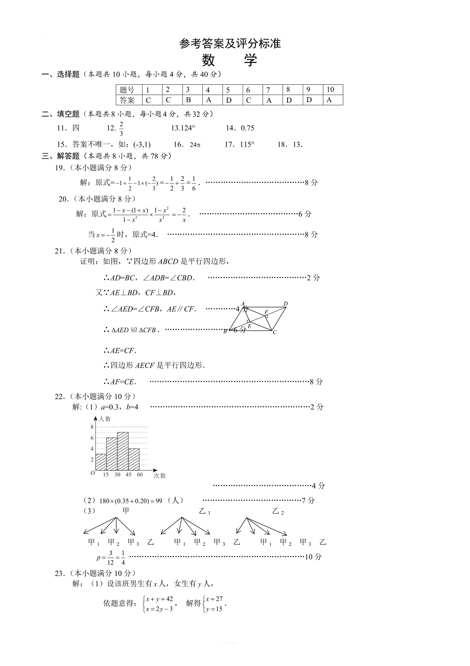 湖南省益阳市2018年普通初中毕业学业考试数学样卷含答案_第4页