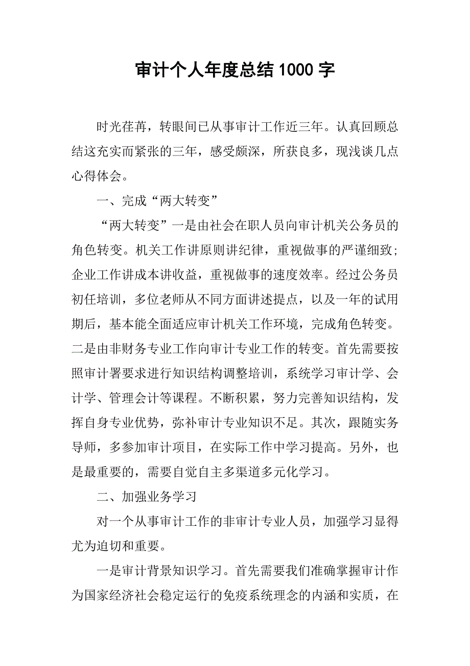 审计个人年度总结1000字.doc_第1页