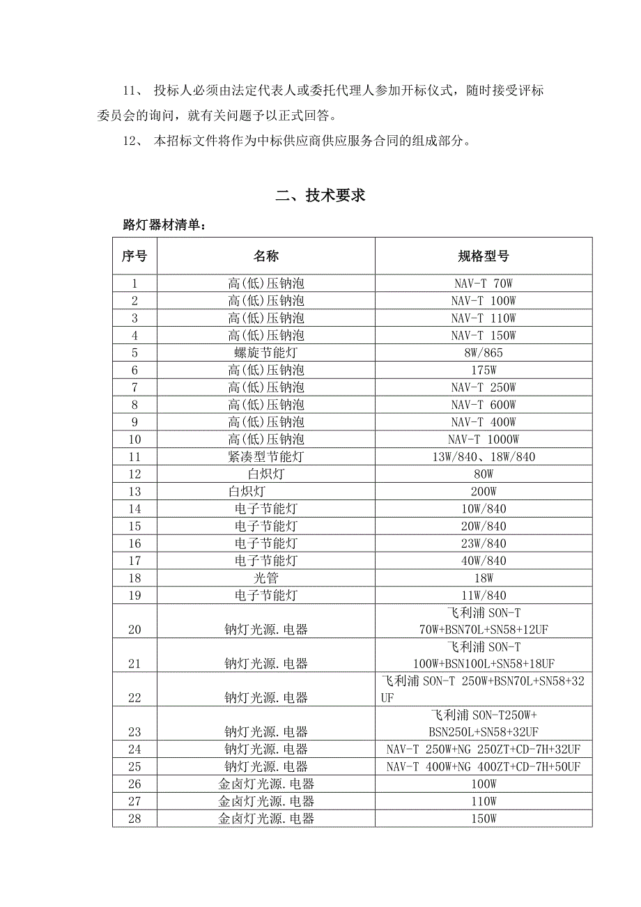 商务要求1项目介绍：本次招标所要确认的是鹤山路灯公司路灯_第3页