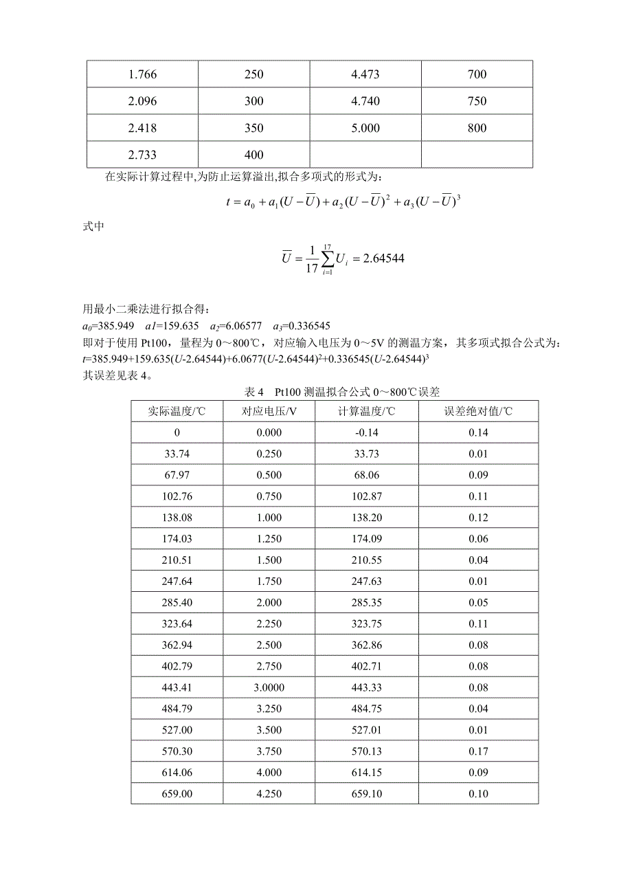 利用最小二乘法减少铂热电阻测温非线性误差_第4页