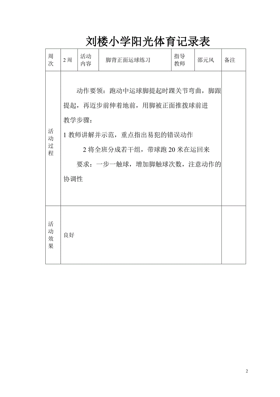 刘楼小学阳光体育活动记录表.doc1_第2页