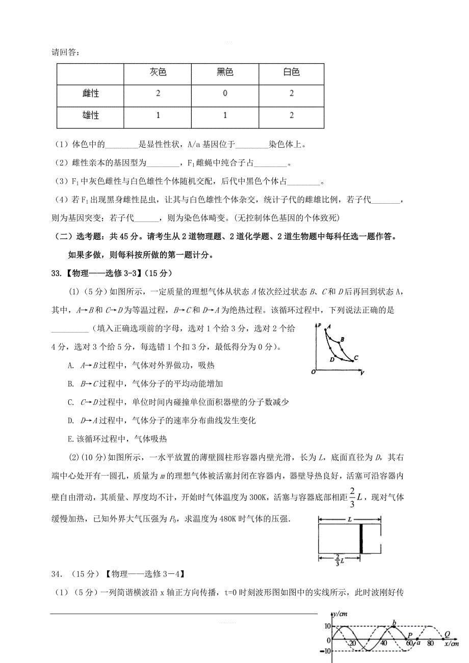 四川省宜宾市第四中学2019届高三高考适应性考试生物试题附答案_第5页