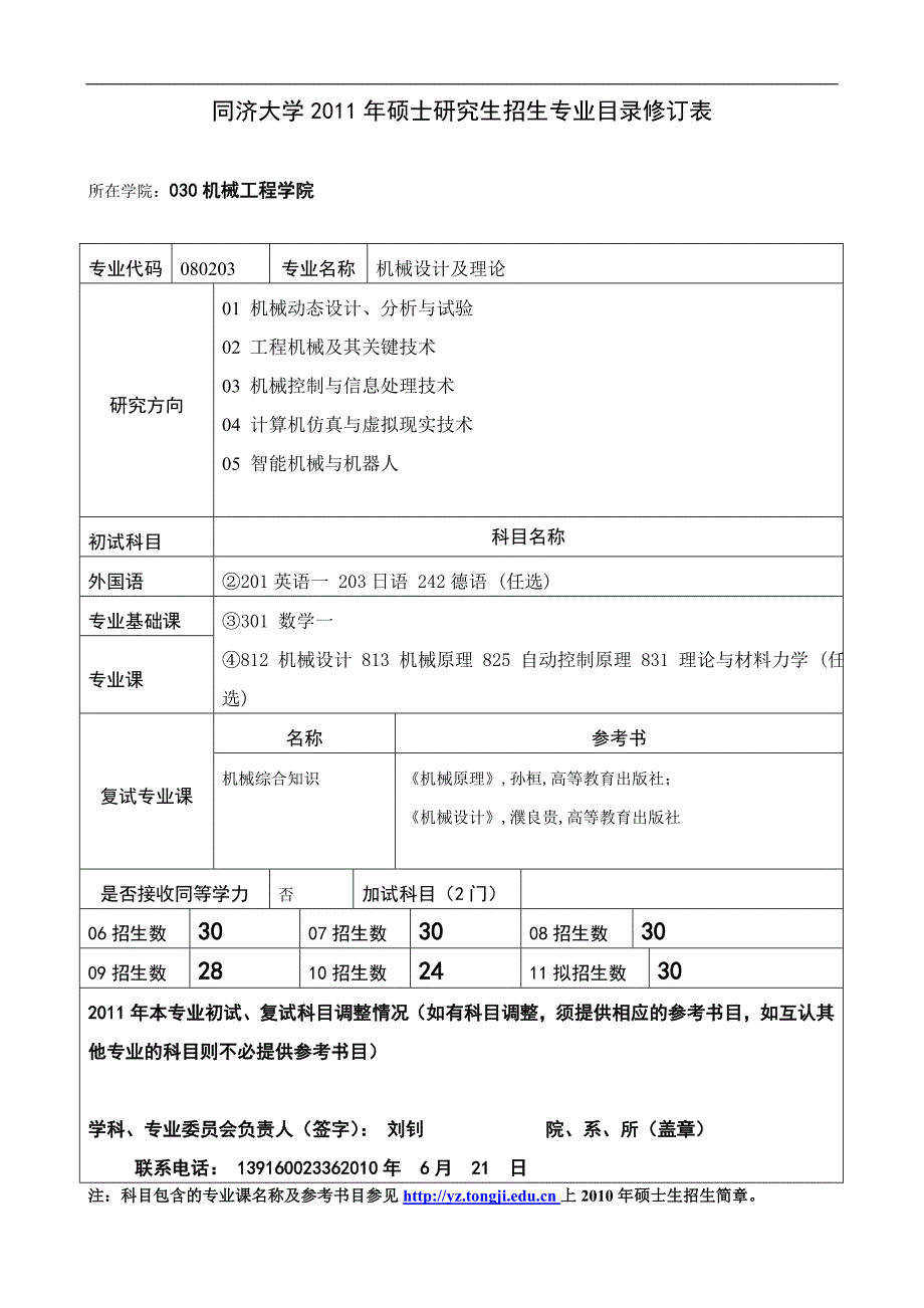 同济大学2011年硕士研究生 机械与能源工程学院724411580_第3页