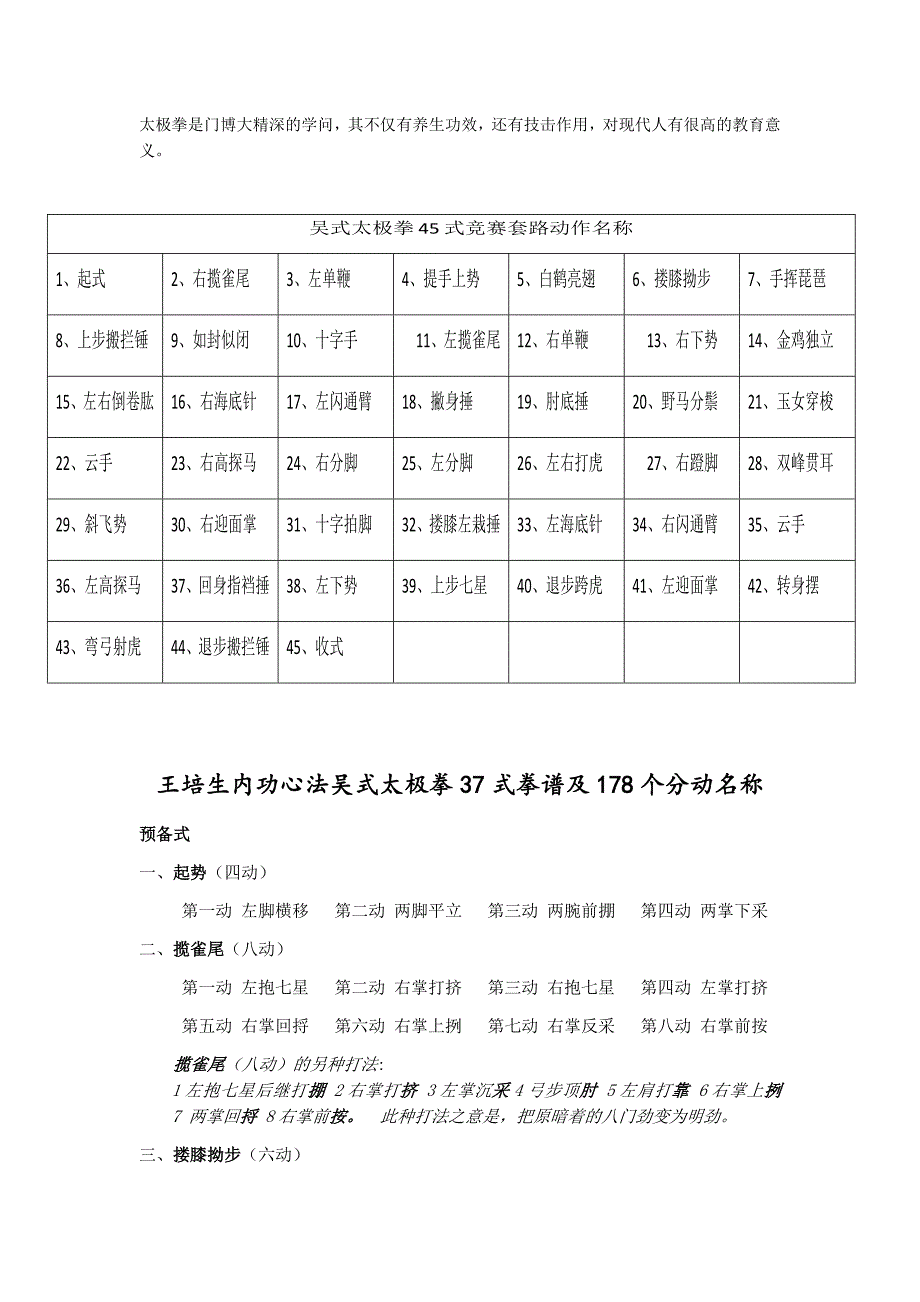 吴式太极拳45式竞赛套路动作名称_第1页