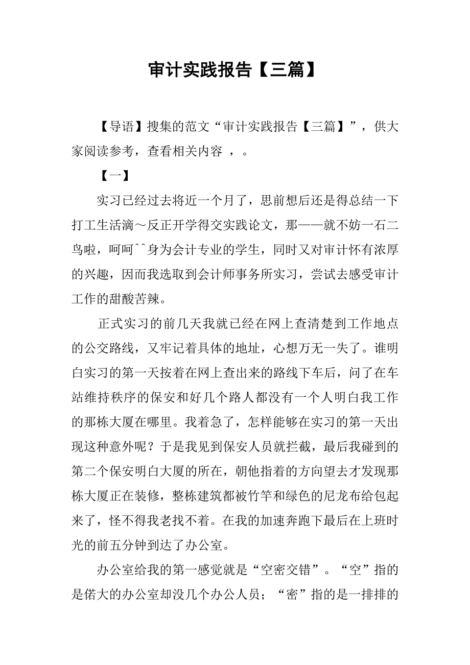 审计实践报告【三篇】.doc_第1页