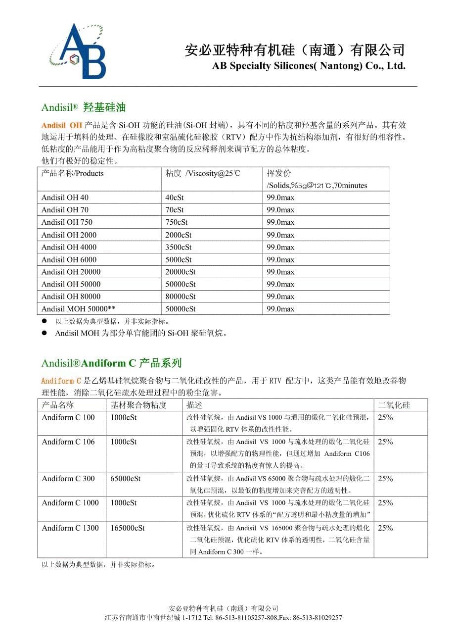 安比亚特公司有机硅产品介绍_第5页