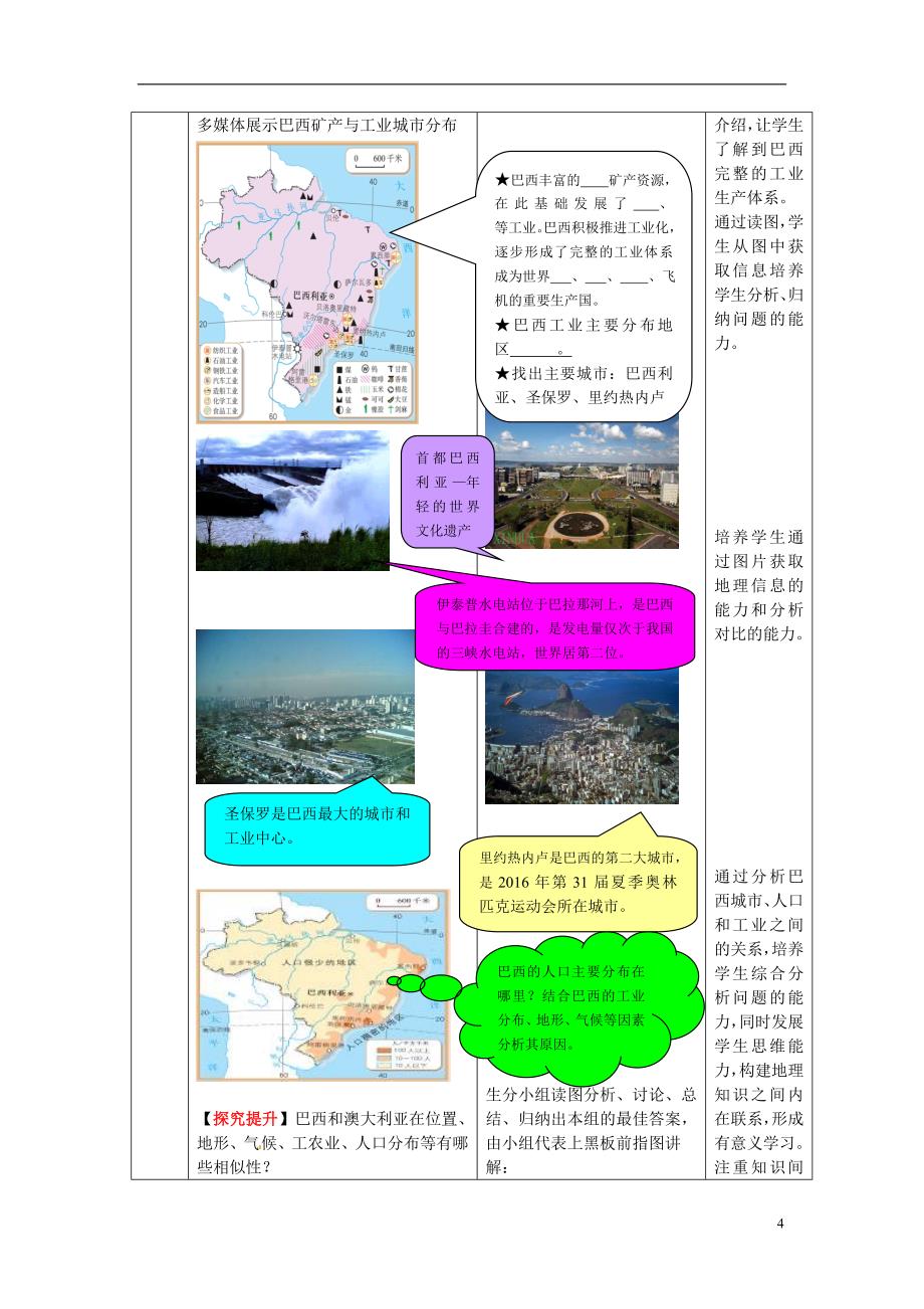 七年级地理下册 8.5 巴西教案 (新版)商务星球版_第4页