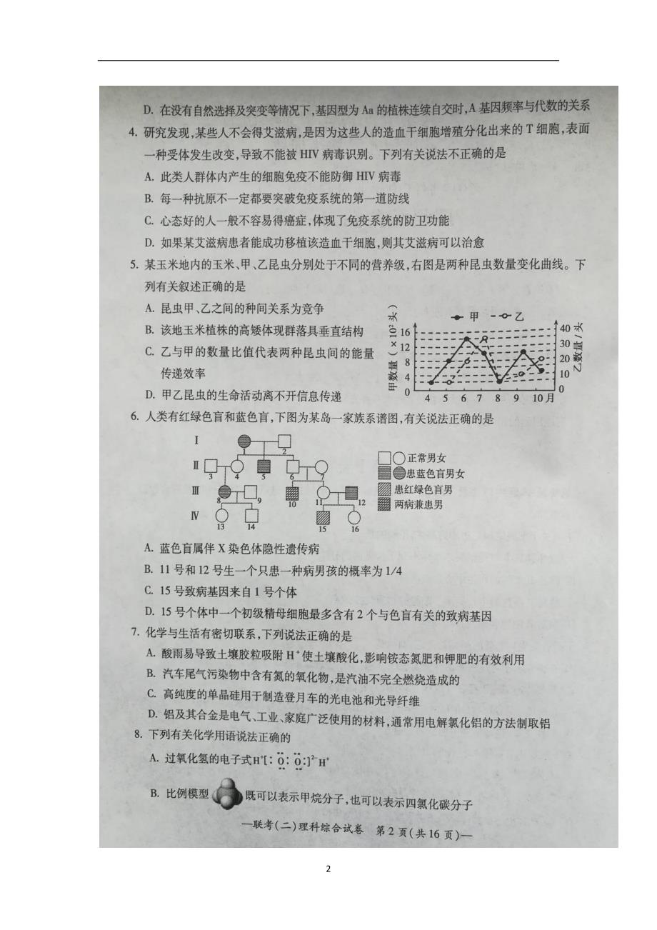 湖南省衡阳市2017届高三下学期第二次联考理科综合试题（图片版）（附答案）$773778_第2页