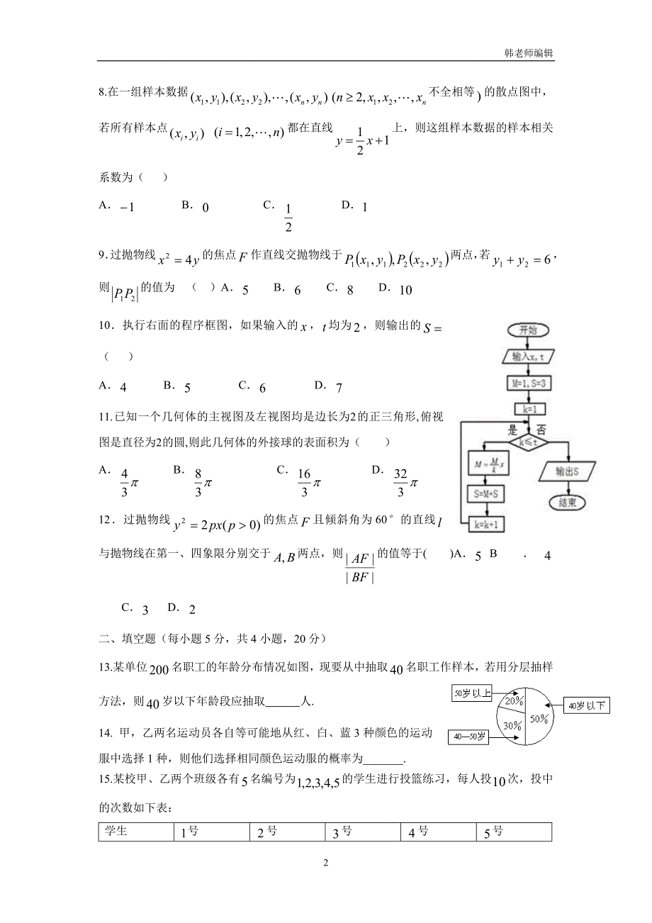 黑龙江省17—18学年上学期高二期末考试数学（文）试题（附答案）$837385_第2页