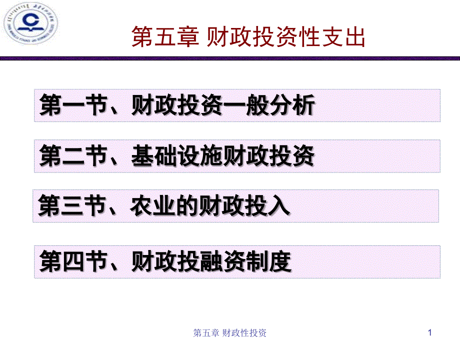 财政学第五章投资性支出课件_第1页