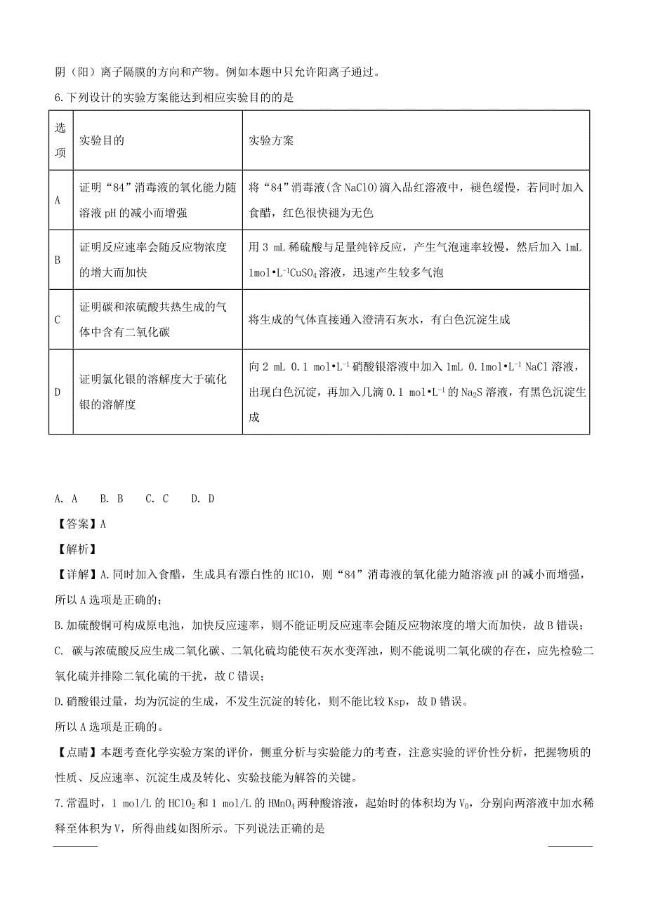 重庆市2019届高三下学期3月适应性考试理科综合化学试题含答案解析_第5页