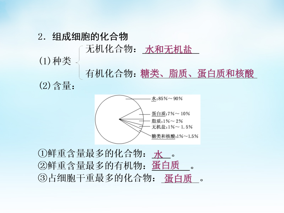 2018年2016届高三生物一轮复习第一单元第2讲组成细胞的元素及无机化合物新人教版必修课件_第3页