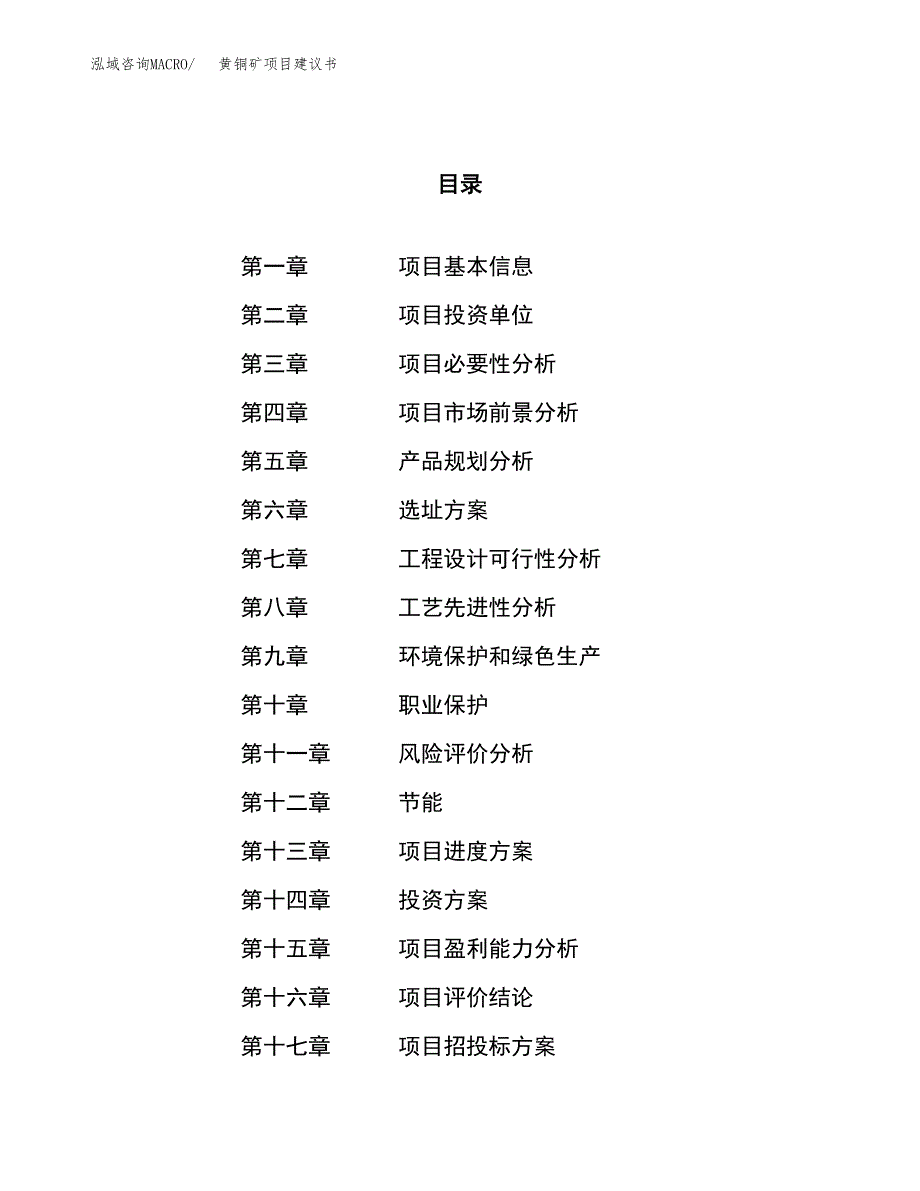 黄铜矿项目建议书(总投资4635.62万元)_第1页