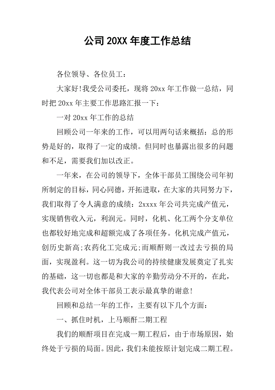 公司20xx年度工作总结_第1页