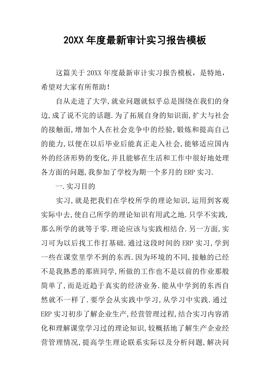 20xx年度最新审计实习报告模板_第1页