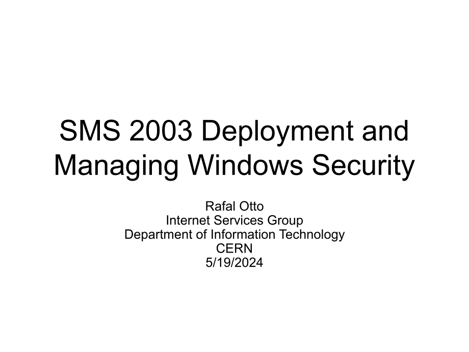 SMS2003DeploymentandManagingWindowsSecurity幻灯片_第1页
