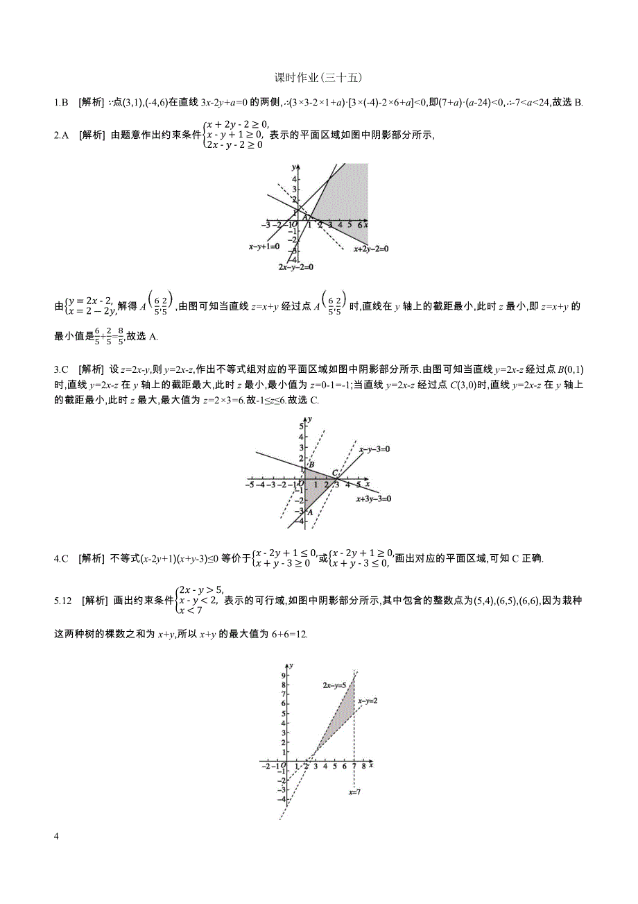 2019届高三数学（文）二轮复习查漏补缺课时练习（三十五）第35讲二元一次不等式（组）与简单的线性规划问题含答案解析_第4页