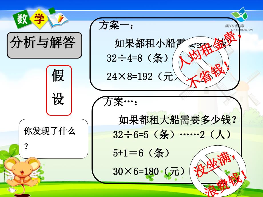 2015年人教版四年级下册第一单元——租船问题PPT课件_第3页