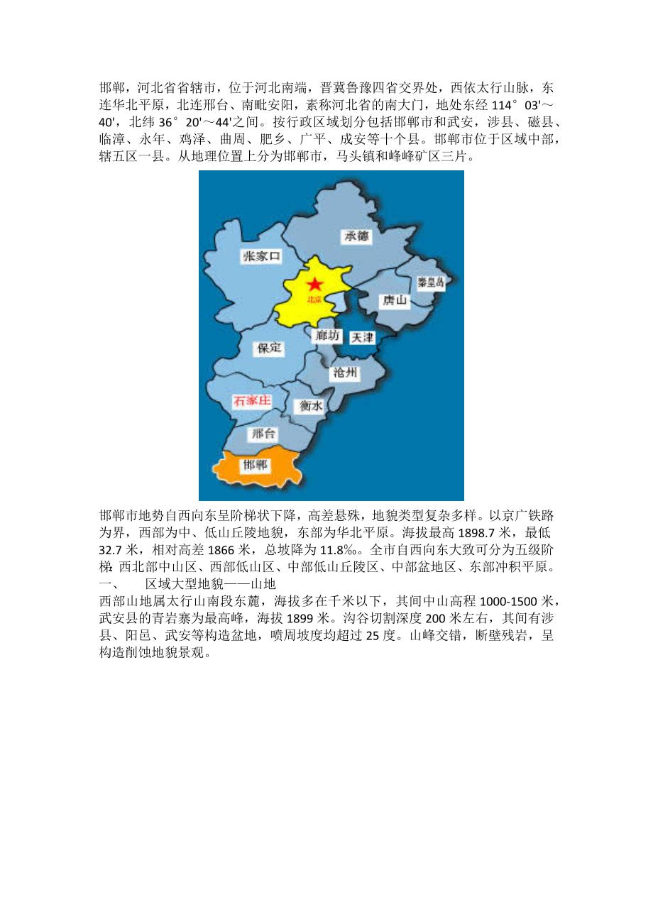 关于邯郸的地貌地理位置介绍_第1页